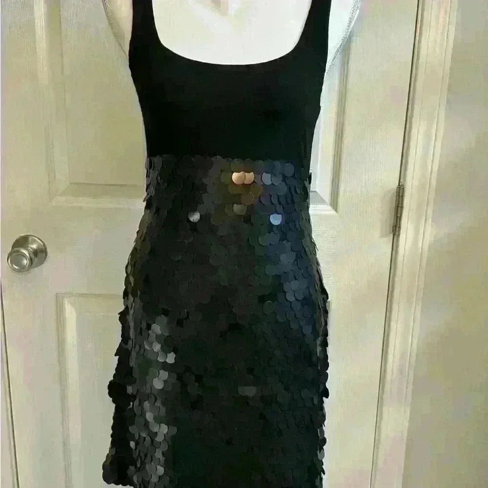 Bailey 44 Women’s Dress Sequined Party Cocktail Solid Black Stretch Medium - Picture 7 of 14